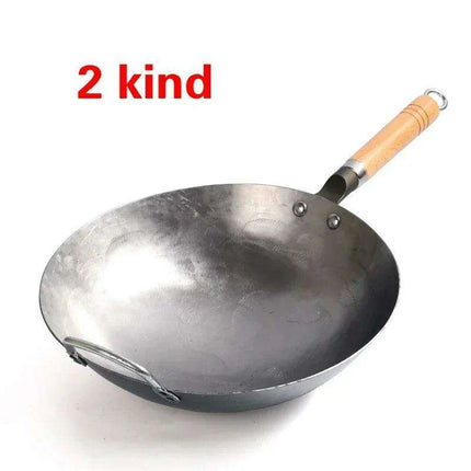 Traditional Chinese Handcrafted Iron Wok with Wooden Handle - Premium Non-Stick Cookware for Gas Hobs - Très Elite