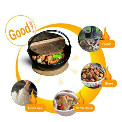Traditional Japanese Cast Iron Sukiyaki Pot - Elevate Your Home Cooking Experience - Très Elite