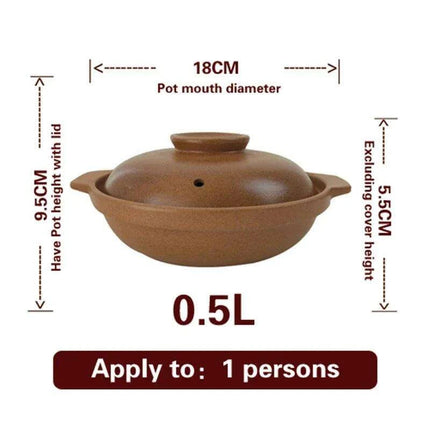 Traditional Unglazed Chinese Clay Casserole - Authentic Stew Pot for Gas Stove Cooking - Très Elite