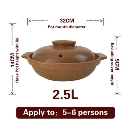 Traditional Unglazed Chinese Clay Casserole - Authentic Stew Pot for Gas Stove Cooking - Très Elite
