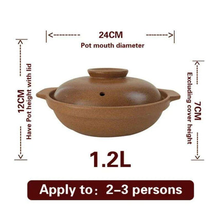 Traditional Unglazed Chinese Clay Casserole - Authentic Stew Pot for Gas Stove Cooking - Très Elite