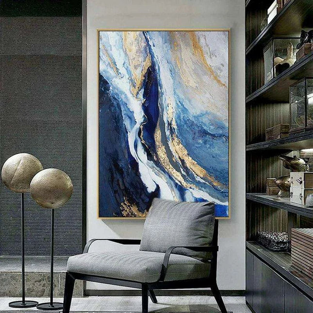 Tranquil Abstract Canvas Art in Nordic Blue - Stylish Modern Decor for Any Space