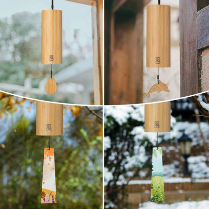 Tranquil Bamboo Wind Chimes - Handmade Outdoor Decor for Meditation and Serenity - Très Elite