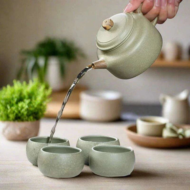Tranquil Elegance: Handcrafted 5-Piece Serenity Purple Clay Tea Set for the Ultimate Tea Experience - Très Elite
