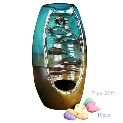 Tranquil Lotus Blossom Ceramic Backflow Incense Burner - Handcrafted Aromatherapy Furnace Artisan Elegance - Très Elite