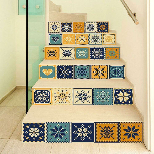 Transform Your Stairs with Stylish Abstract Geometric Decals