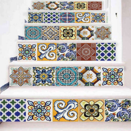 Transform Your Stairs with Stylish Abstract Geometric Decals..