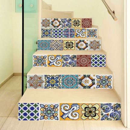 Transform Your Stairs with Stylish Abstract Geometric Decals..