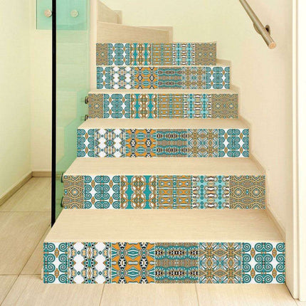 Transform Your Stairs with Stylish Abstract Geometric Decals..