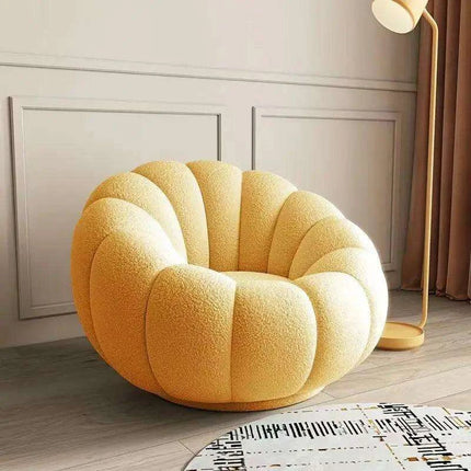 Transformative Rotating Pumpkin Plush Lounge Chair - Chic Seating Solution for Contemporary Interiors - Très Elite