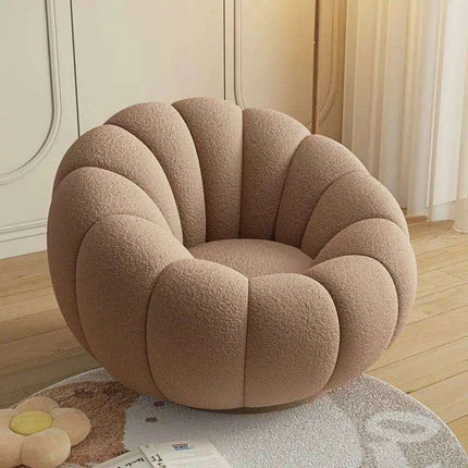 Transformative Rotating Pumpkin Plush Lounge Chair - Chic Seating Solution for Contemporary Interiors - Très Elite