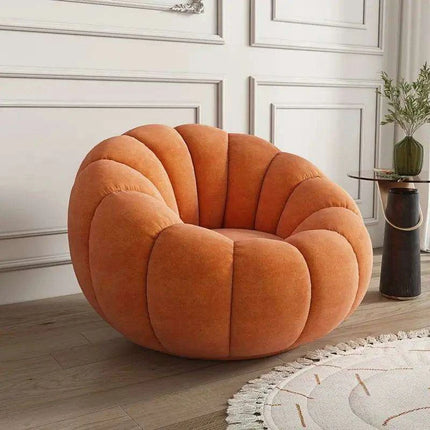 Transformative Rotating Pumpkin Plush Lounge Chair - Chic Seating Solution for Contemporary Interiors - Très Elite