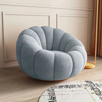 Transformative Rotating Pumpkin Plush Lounge Chair - Chic Seating Solution for Contemporary Interiors - Très Elite