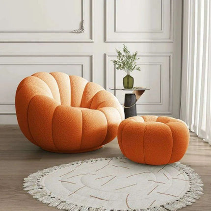 Transformative Rotating Pumpkin Plush Lounge Chair - Chic Seating Solution for Contemporary Interiors - Très Elite
