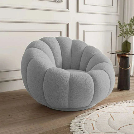 Transformative Rotating Pumpkin Plush Lounge Chair - Chic Seating Solution for Contemporary Interiors - Très Elite