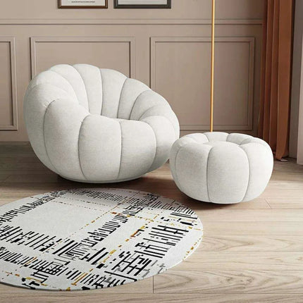 Transformative Rotating Pumpkin Plush Lounge Chair - Chic Seating Solution for Contemporary Interiors - Très Elite