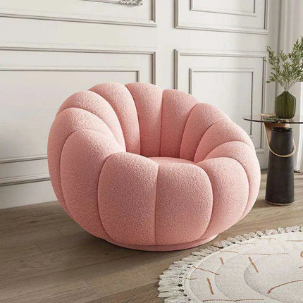 Transformative Rotating Pumpkin Plush Lounge Chair - Chic Seating Solution for Contemporary Interiors - Très Elite