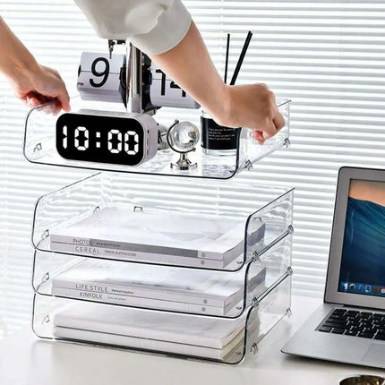 Transparent Acrylic A4 File Storage Organizer - Stackable Desktop Rack for Papers and Magazines - Très Elite