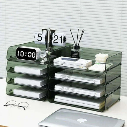 Transparent Acrylic A4 File Storage Organizer - Stackable Desktop Rack for Papers and Magazines - Très Elite