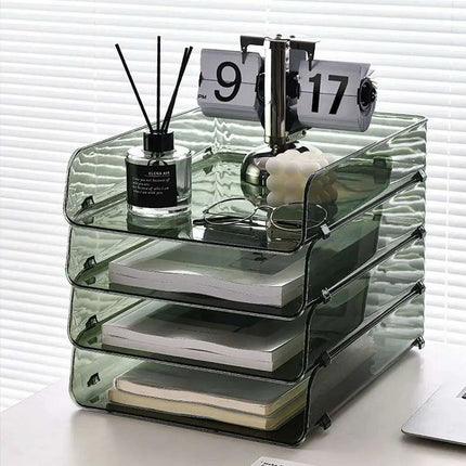 Transparent Acrylic A4 File Storage Organizer - Stackable Desktop Rack for Papers and Magazines - Très Elite