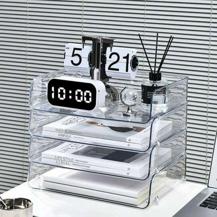 Transparent Acrylic A4 File Storage Organizer - Stackable Desktop Rack for Papers and Magazines - Très Elite