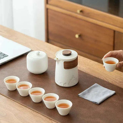 Travel-Friendly Ceramic Tea Brewing Set for Tea Aficionados - Très Elite