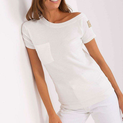 Trendy Asymmetrical Neck Ribbed Top
