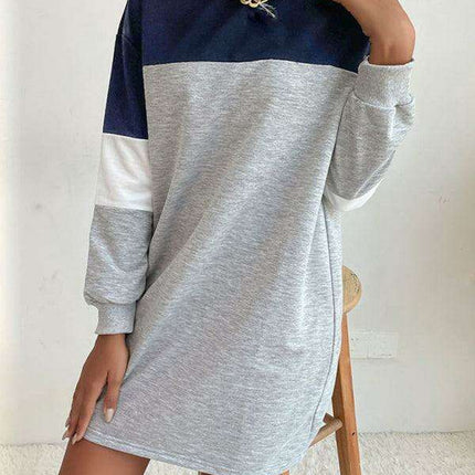 Trendy Color Block Sweatshirt Dress for Effortless Style - Très Elite