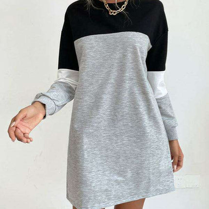 Trendy Color Block Sweatshirt Dress for Effortless Style - Très Elite
