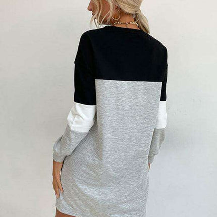 Trendy Color Block Sweatshirt Dress for Effortless Style - Très Elite