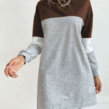 Trendy Color Block Sweatshirt Dress for Effortless Style - Très Elite