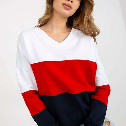 Trendy Colorblock Heart Neckline Sweatshirt For Women - Très Elite