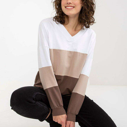 Trendy Colorblock Heart Neckline Sweatshirt For Women - Très Elite