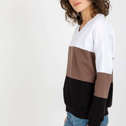 Trendy Colorblock Heart Neckline Sweatshirt For Women - Très Elite