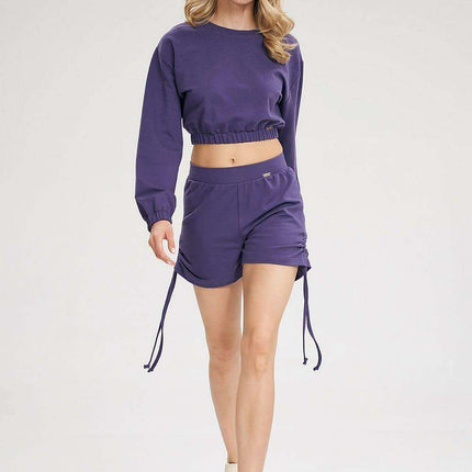 Trendy Cotton Blend Athletic Tie-Up Shorts with Relaxed Wide Waistband - Très Elite