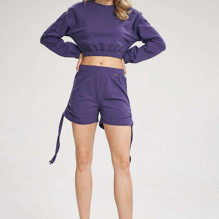Trendy Cotton Blend Athletic Tie-Up Shorts with Relaxed Wide Waistband - Très Elite
