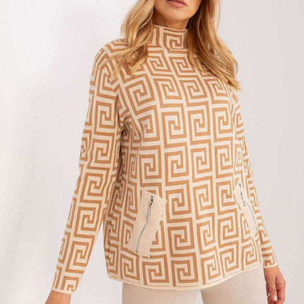Trendy Geometric Patterned Women's Pullover Sweater