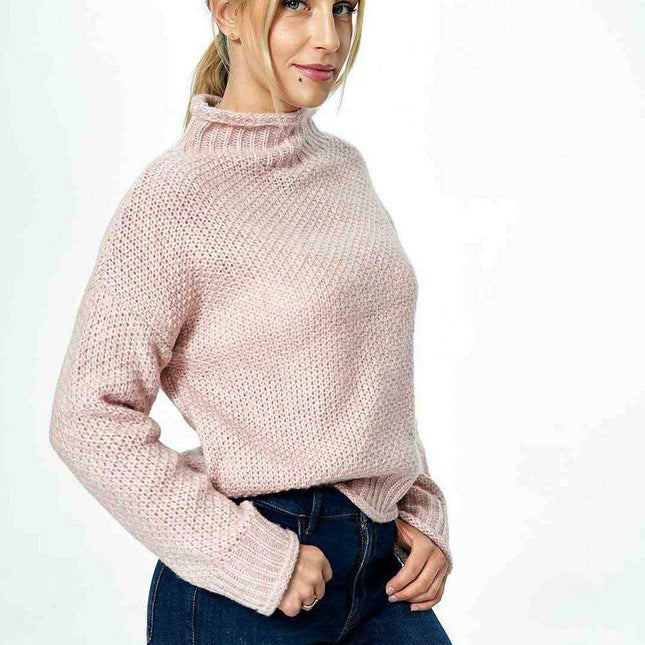Trendy Half Turtleneck Cozy Knit Jumper - Très Elite