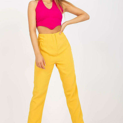 Trendy High-Waisted Zippered Trousers with Faux Side Pockets for Women- Très Elite- Très Elite