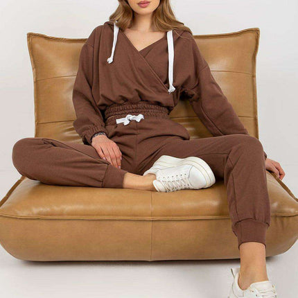 Trendy Hooded Sweatshirt and Trousers Lounge Set - Très Elite