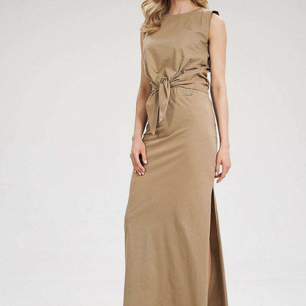 Trendy Knee-Length Cotton Skirt with Stylish Side Slit - Modern Maxi Essential