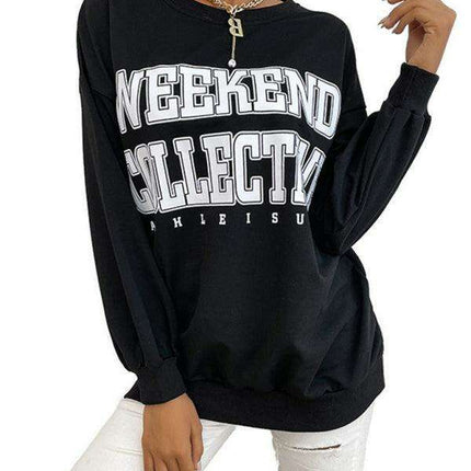 Trendy Letter Print Round Neck Sweatshirt - Must-Have Casual Essential - Très Elite