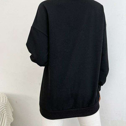 Trendy Letter Print Round Neck Sweatshirt - Must-Have Casual Essential - Très Elite
