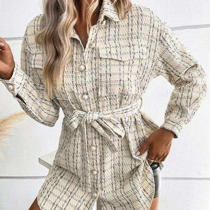 Trendy Lightweight Plaid Blazer for Women - Versatile for Any Event - Très Elite