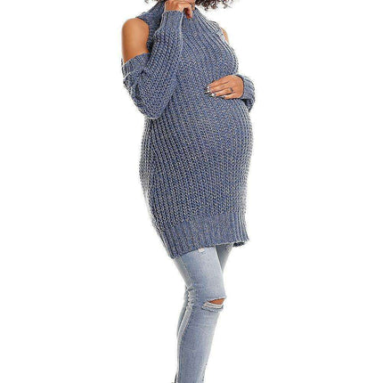 Trendy Open-Shoulder Maternity Sweater for Expecting Moms - Très Elite