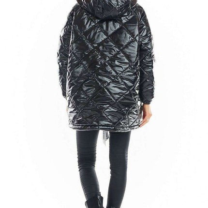 Trendy Oversized Quilted Hooded Jacket with Logo Tape - Très Elite