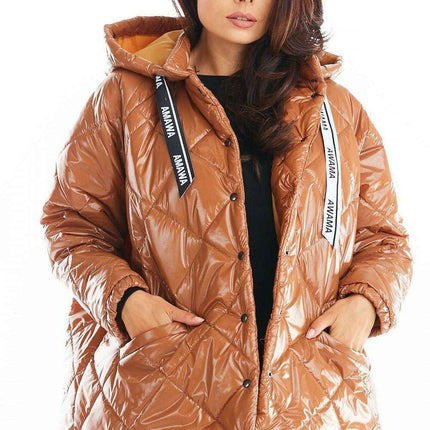 Trendy Oversized Quilted Hooded Jacket with Logo Tape - Très Elite