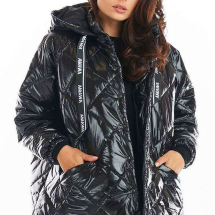Trendy Oversized Quilted Hooded Jacket with Logo Tape - Très Elite