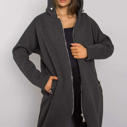 Trendy Parisian Longline Hoodie With Zip Details In Style - Très Elite
