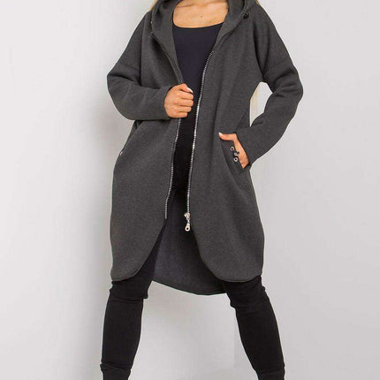 Trendy Parisian Longline Hoodie With Zip Details In Style - Très Elite